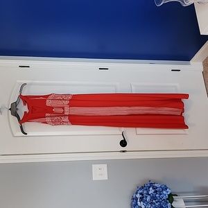 Maxi Dress Orange V Cut Out neck